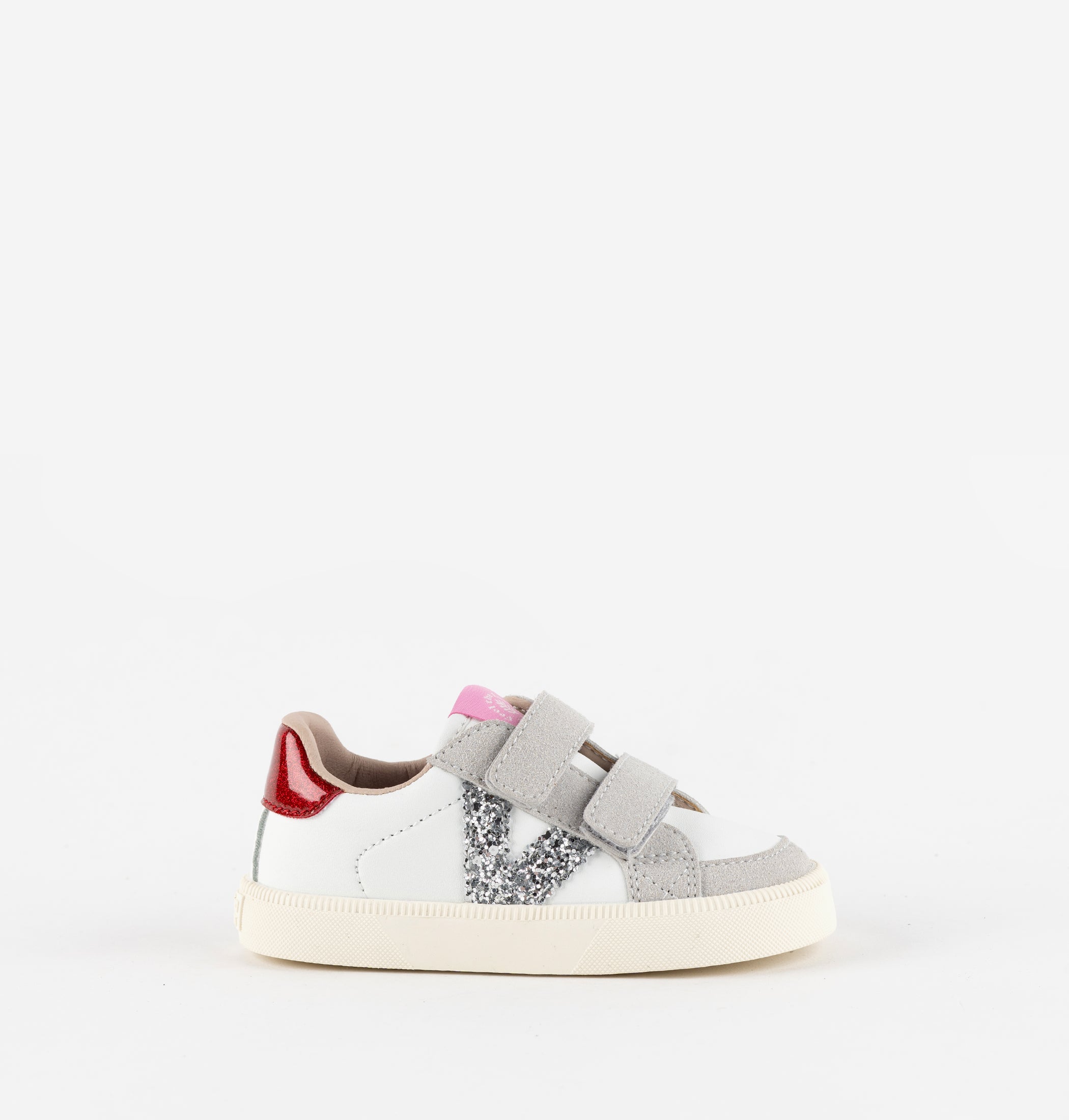 Ténis Brancos Criança Velcro Glitter - Sapatilhas Bebé Menina