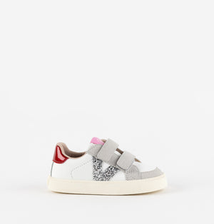 Ténis Brancos Criança Velcro Glitter - Sapatilhas Bebé Menina