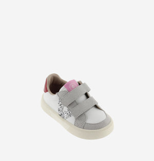 Ténis Brancos Criança Velcro Glitter - Sapatilhas Bebé Menina