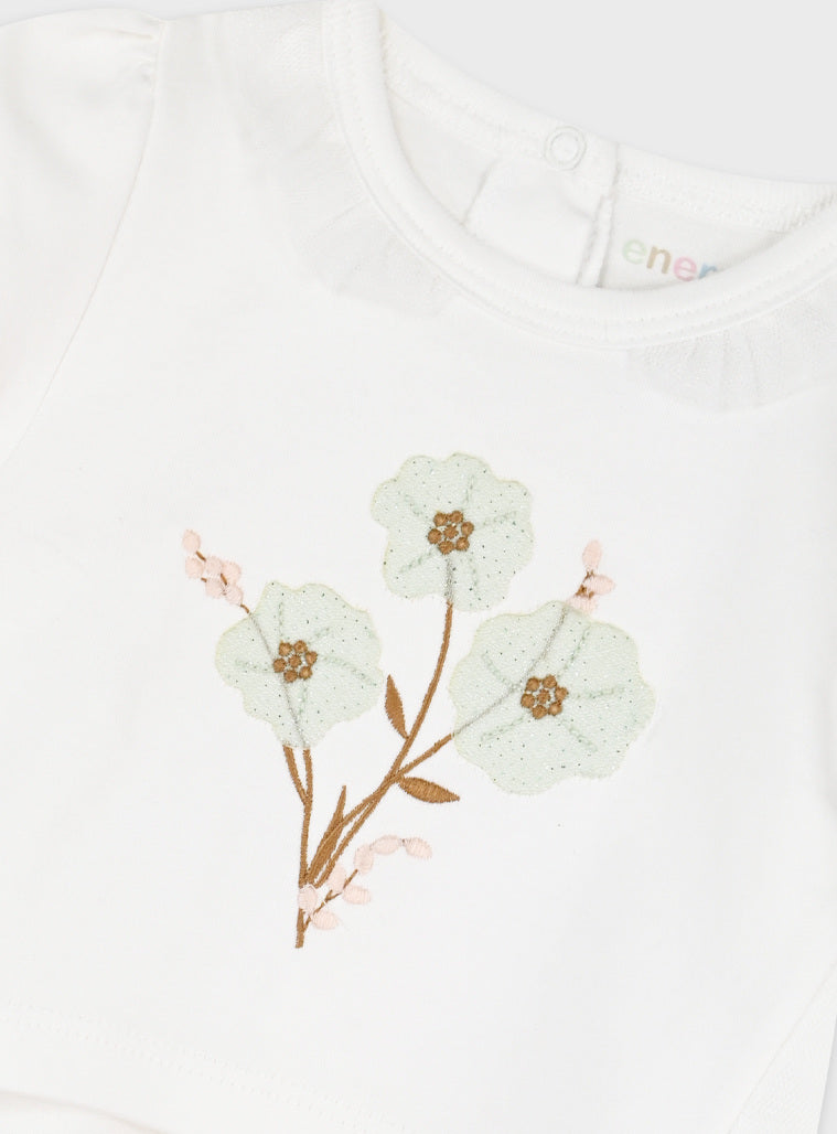 Conjunto Fofo Bebé Menina Florzinhas Verde Água | 6-18 Meses