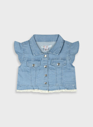 Colete Ganga Bebé Menina com Folho e Rendinha | 6 Meses - 4 Anos