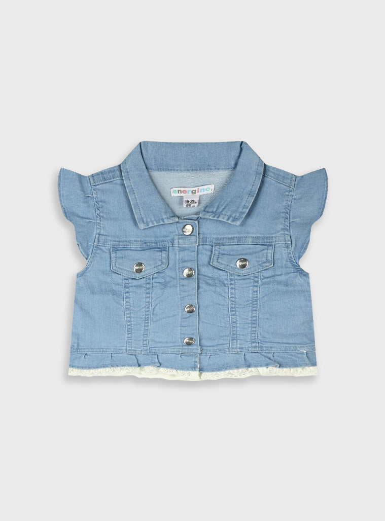 Colete Ganga Bebé Menina com Folho e Rendinha | 6 Meses - 4 Anos