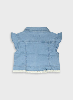 Colete Ganga Bebé Menina com Folho e Rendinha | 6 Meses - 4 Anos