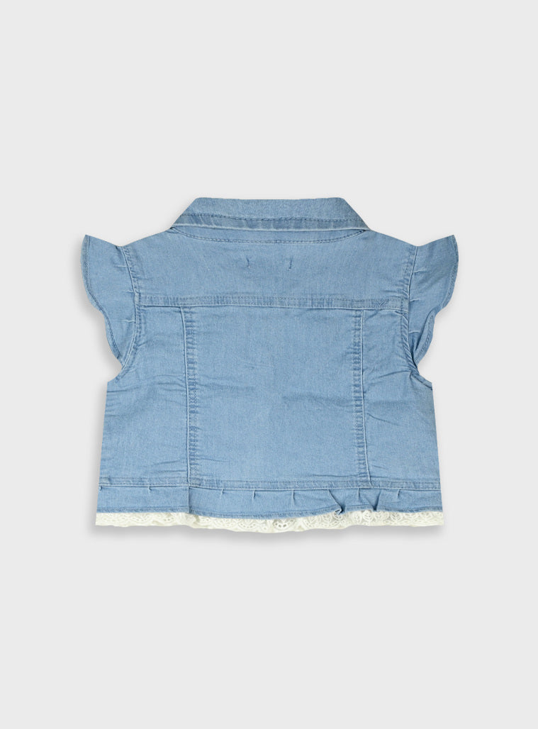 Colete Ganga Bebé Menina com Folho e Rendinha | 6 Meses - 4 Anos