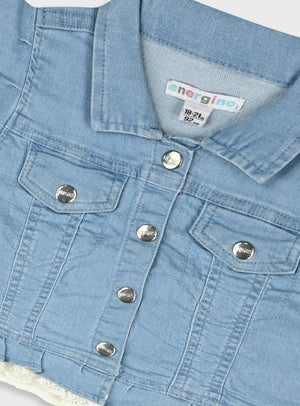 Colete Ganga Bebé Menina com Folho e Rendinha | 6 Meses - 4 Anos