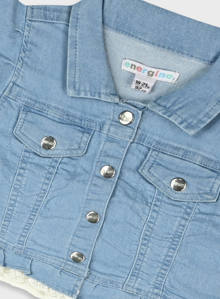 Colete Ganga Bebé Menina com Folho e Rendinha | 6 Meses - 4 Anos