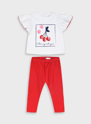 Conjunto Cerejas Bebé | T-shirt e Legging 100% Algodão