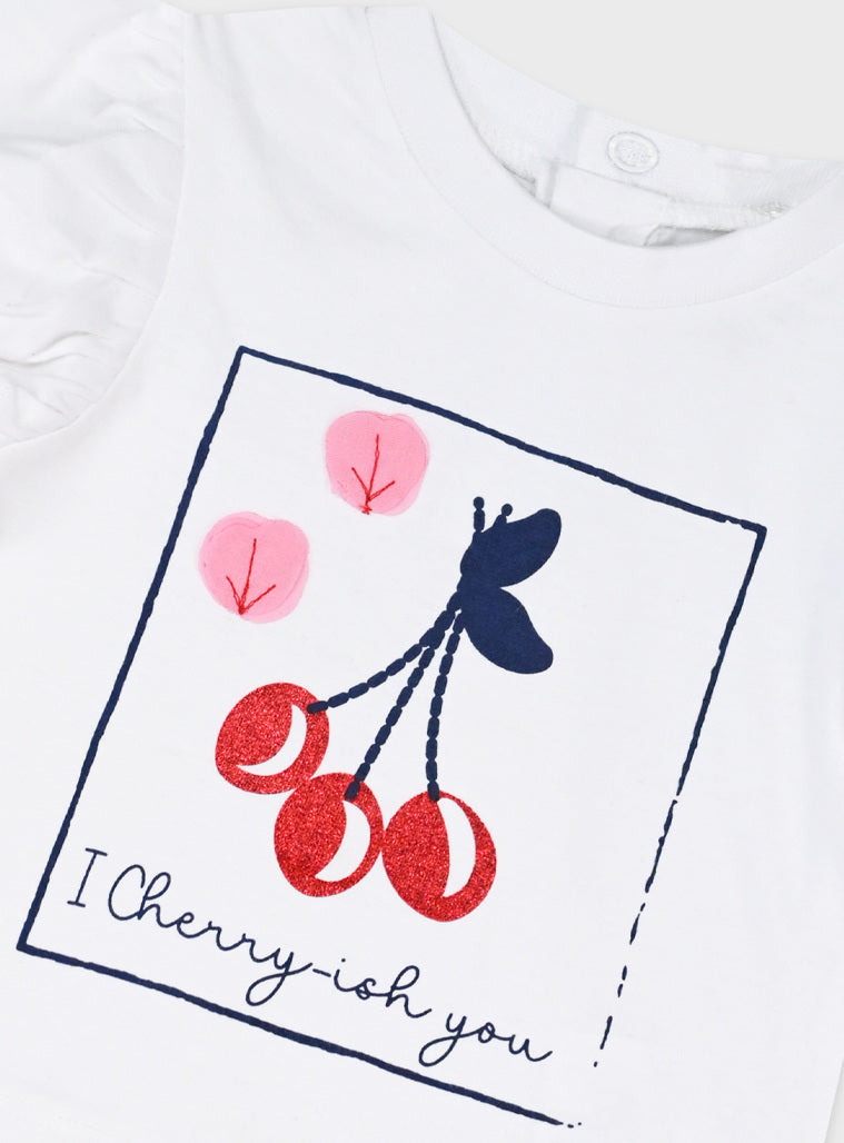 Conjunto Cerejas Bebé | T-shirt e Legging 100% Algodão
