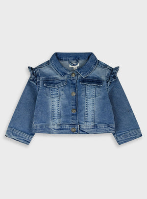 Blusão Ganga Elástica Bebé Menina com Folhos e Bolsinhos | 6-24 Meses