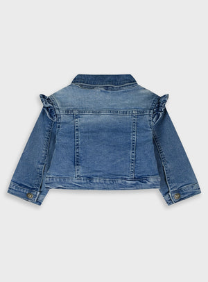 Blusão Ganga Elástica Bebé Menina com Folhos e Bolsinhos | 6-24 Meses