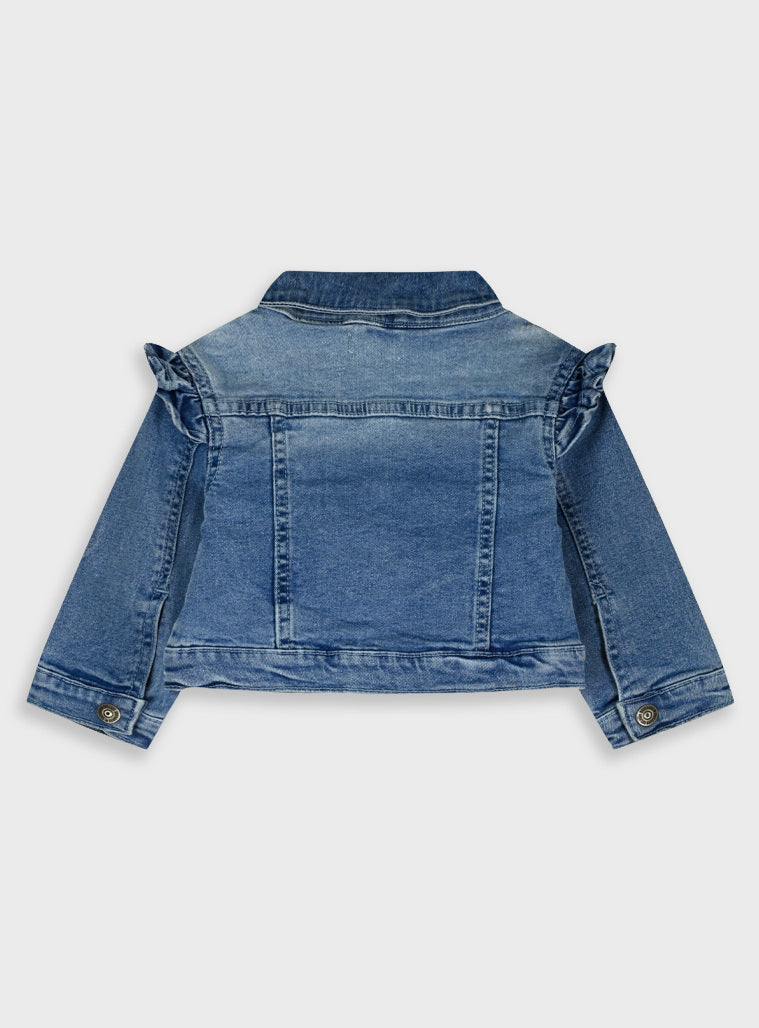 Blusão Ganga Elástica Bebé Menina com Folhos e Bolsinhos | 6-24 Meses