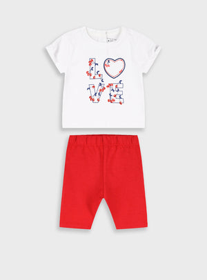 Conjunto T-shirt e Calções Bebé Menina Algodão | 6-24 Meses