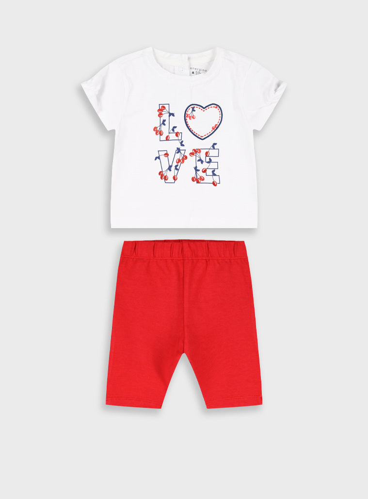 Conjunto T-shirt e Calções Bebé Menina Algodão | 6-24 Meses
