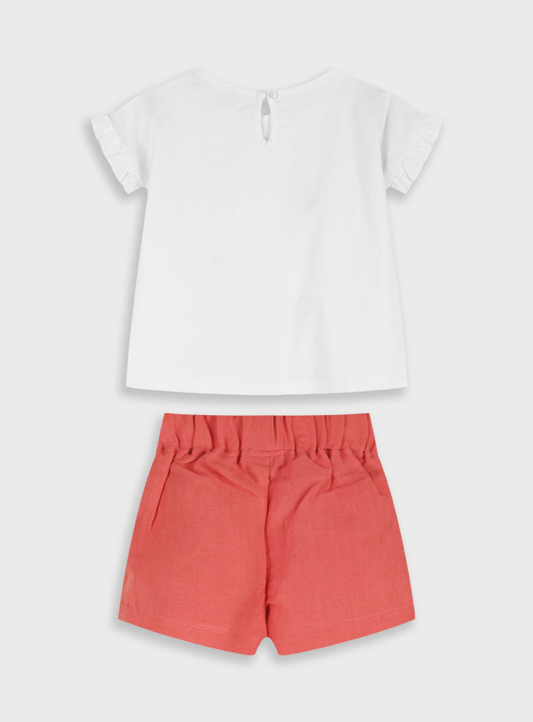 Conjunto Florzinhas Bebé | T-shirt e Calção de Algodão