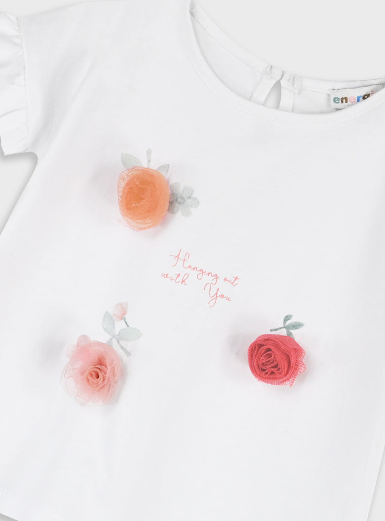 Conjunto Florzinhas Bebé | T-shirt e Calção de Algodão