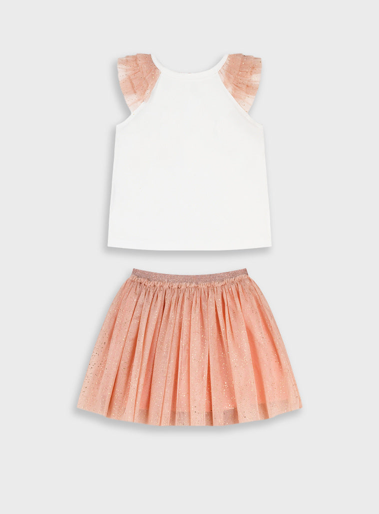 Conjunto Princesa T-shirt + Saia de Tule | Menina 12 meses-6 Anos