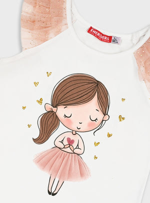 Conjunto Princesa T-shirt + Saia de Tule | Menina 12 meses-6 Anos