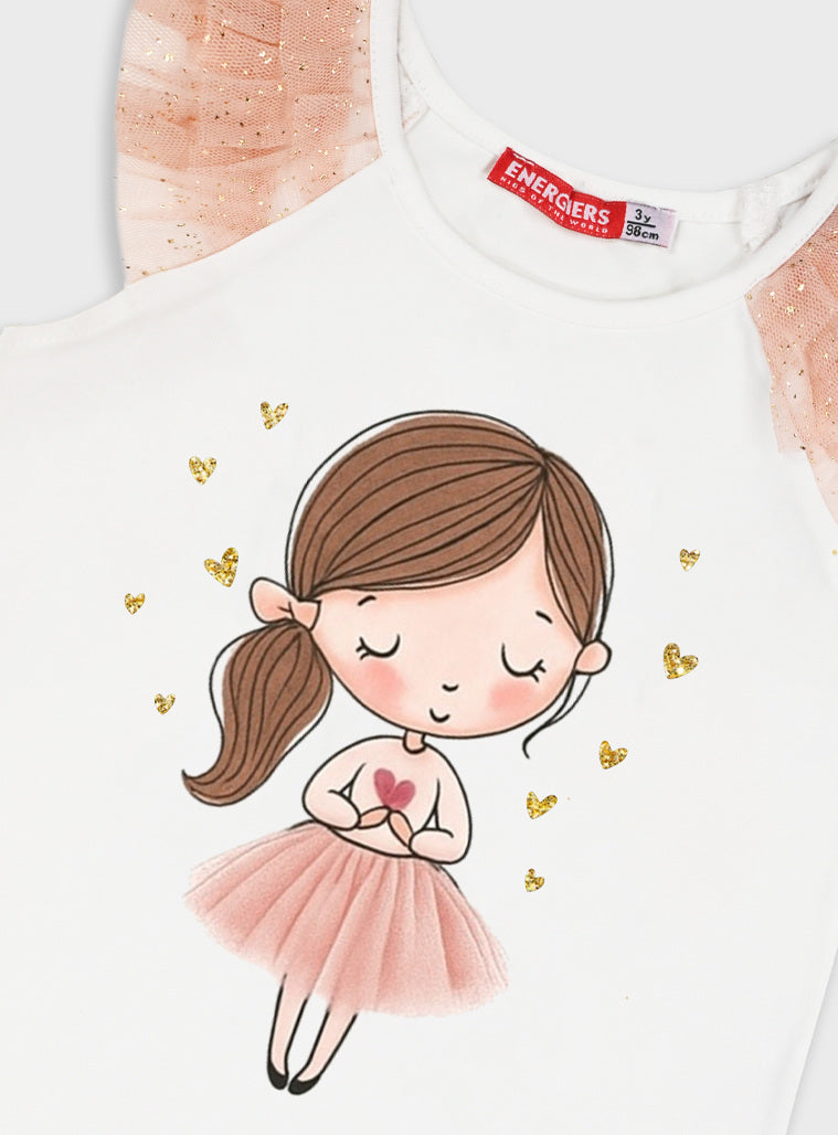 Conjunto Princesa T-shirt + Saia de Tule | Menina 12 meses-6 Anos