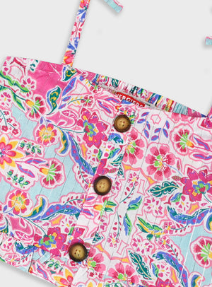 Conjunto Top e Calções Menina Rosa Turquesa Azul | 2-6 Anos