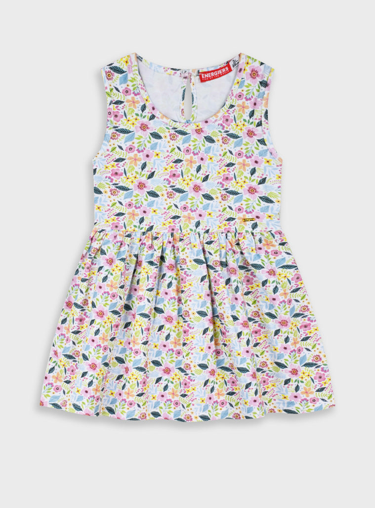 Vestido Menina Algodão Padrão Colorido Alegre | 5-6 Anos