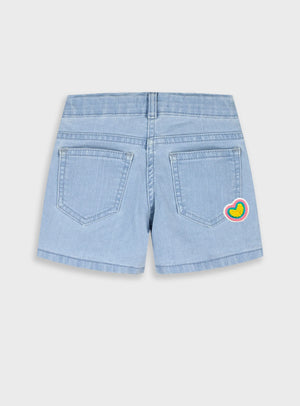 Calções Ganga Elástica com Coração | Menina 12 meses-6 Anos