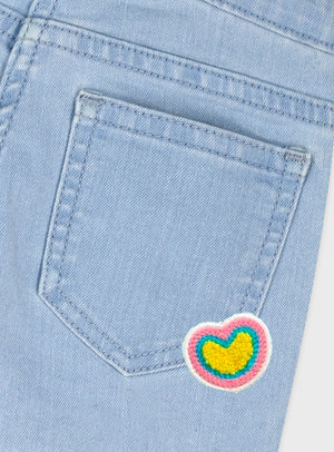 Calções Ganga Elástica com Coração | Menina 12 meses-6 Anos