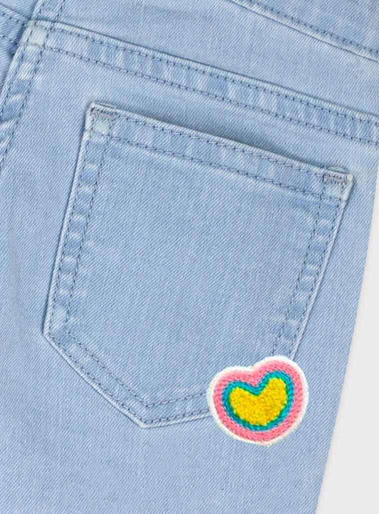 Calções Ganga Elástica com Coração | Menina 12 meses-6 Anos