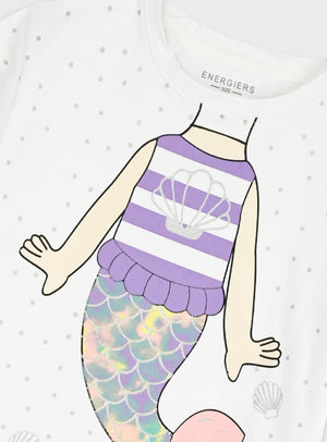 Conjunto Sereia Algodão T-shirt + Calção | Menina 12 meses-6 Anos