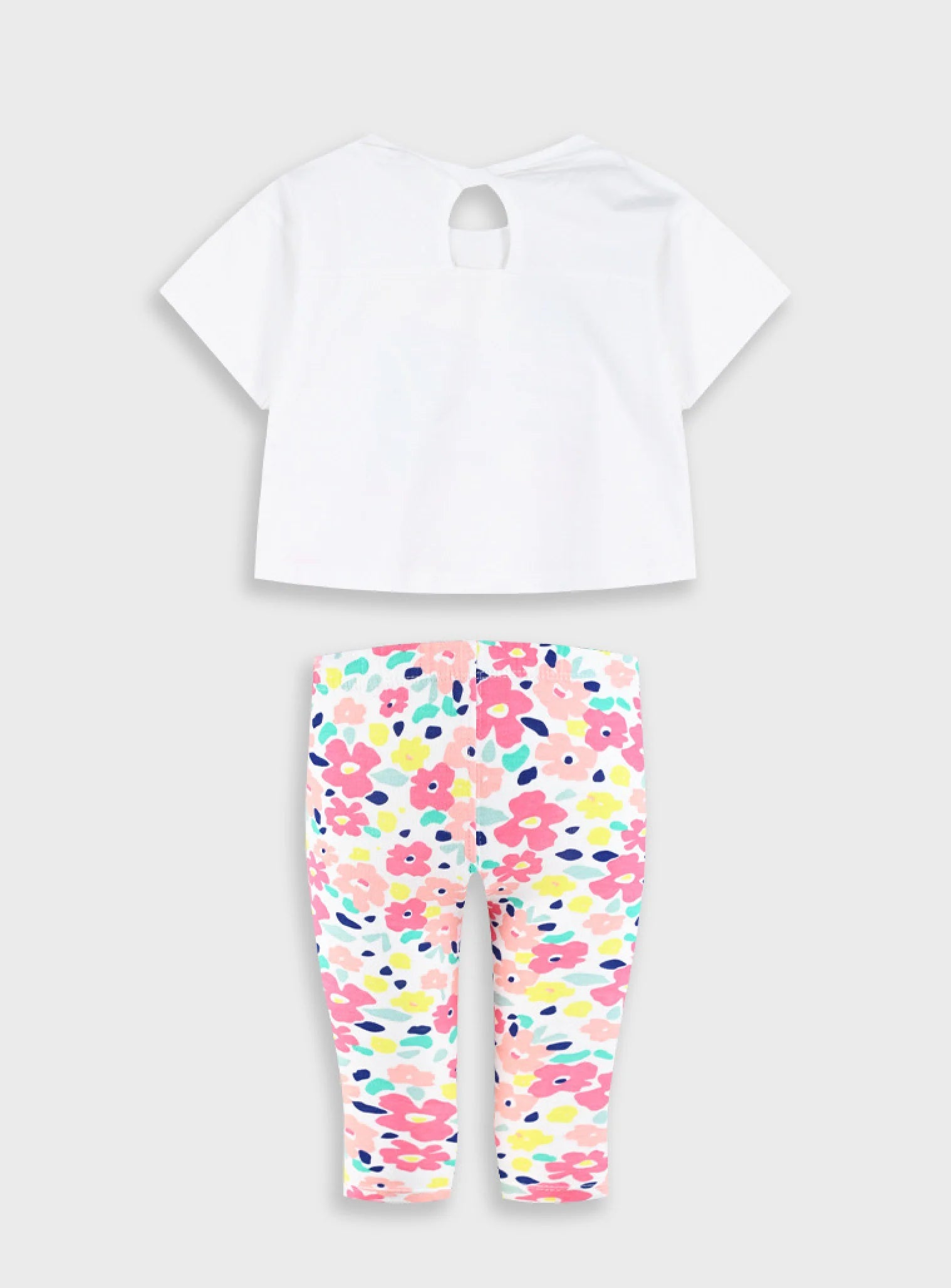 Conjunto Algodão Flores T-shirt + Bermuda | Menina 12 meses-6 Anos