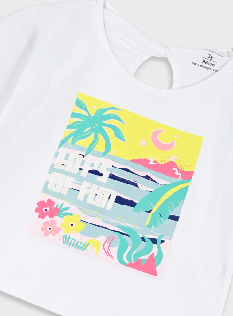 Conjunto Algodão Flores T-shirt + Bermuda | Menina 12 meses-6 Anos