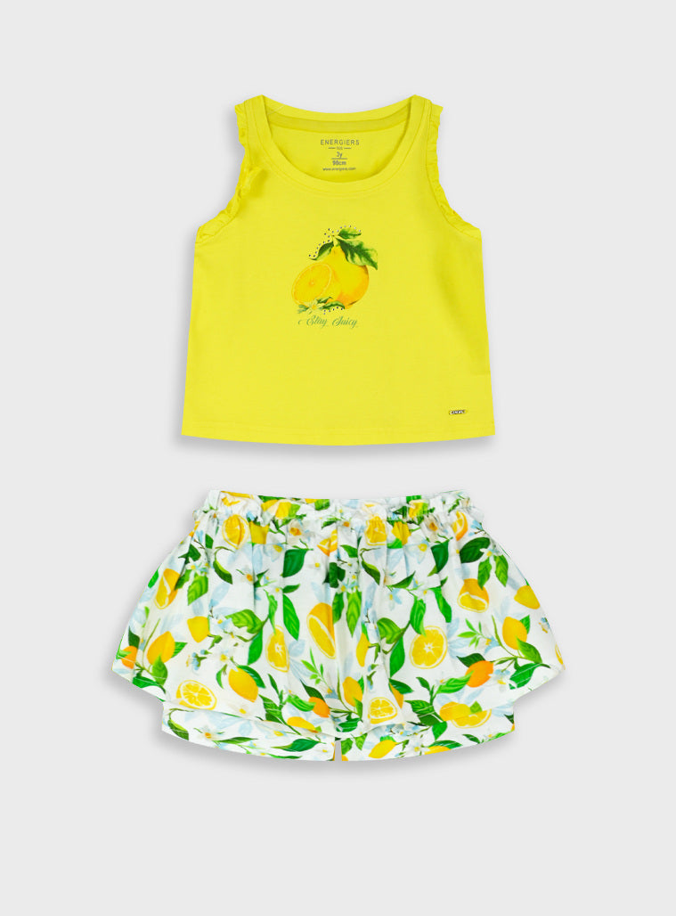 Conjunto Top de Cavas com Saia Calção Limões | Menina