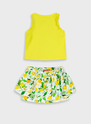 Conjunto Top de Cavas com Saia Calção Limões | Menina