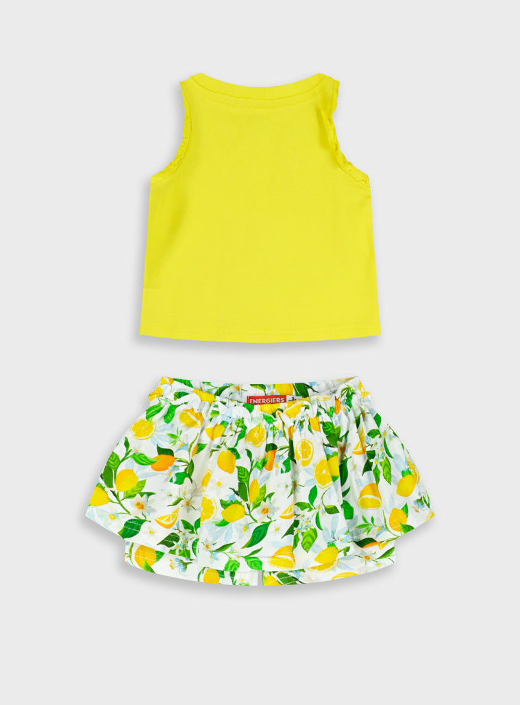 Conjunto Top de Cavas com Saia Calção Limões | Menina
