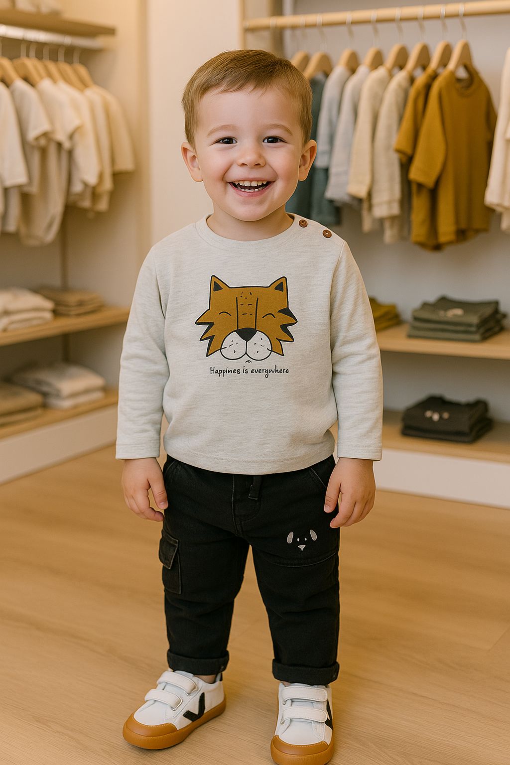 Sweatshirt  “Happiness is Everywhere” – Menino 6–36 meses