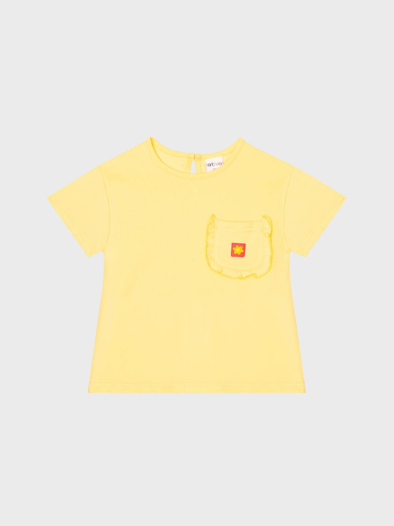 T-shirt de menina Bolsinho