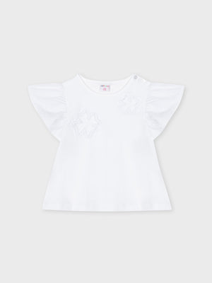 T-shirt ativo com folhos nas manguinhas