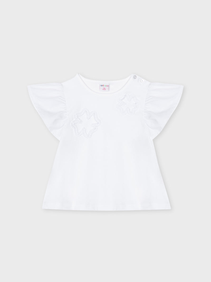 T-shirt ativo com folhos nas manguinhas
