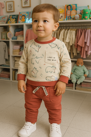 Fato de Treino Bebé “Lost in the Wild” – Bege e Terracota | Babybol