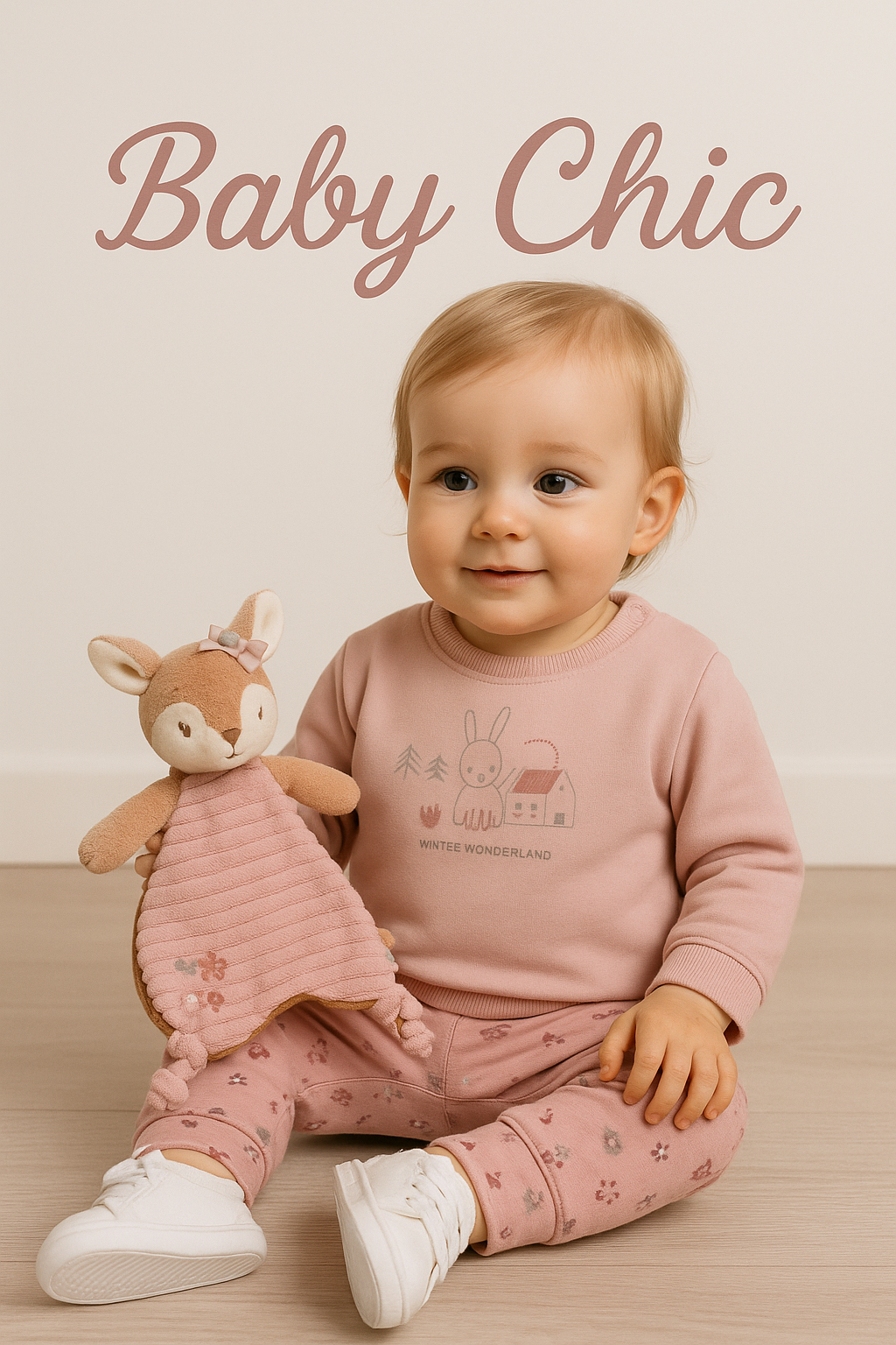 Conjunto Rosa Menina – “Winter Wonderland” com Calças Estampadas