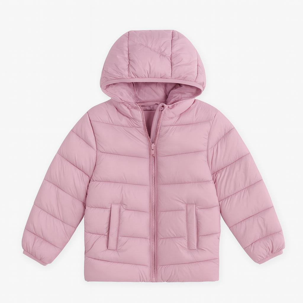 Casaco Acolchoado Rosa Pó com Capuz