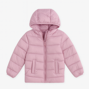 Casaco Acolchoado Rosa Pó com Capuz