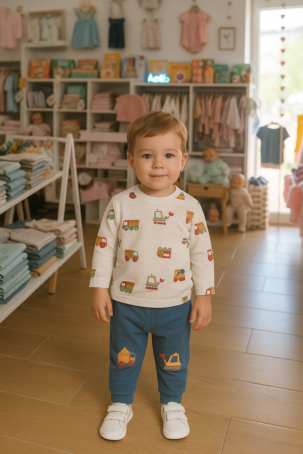 Calças Jogger Confortáveis para Bebé – Tema Construção