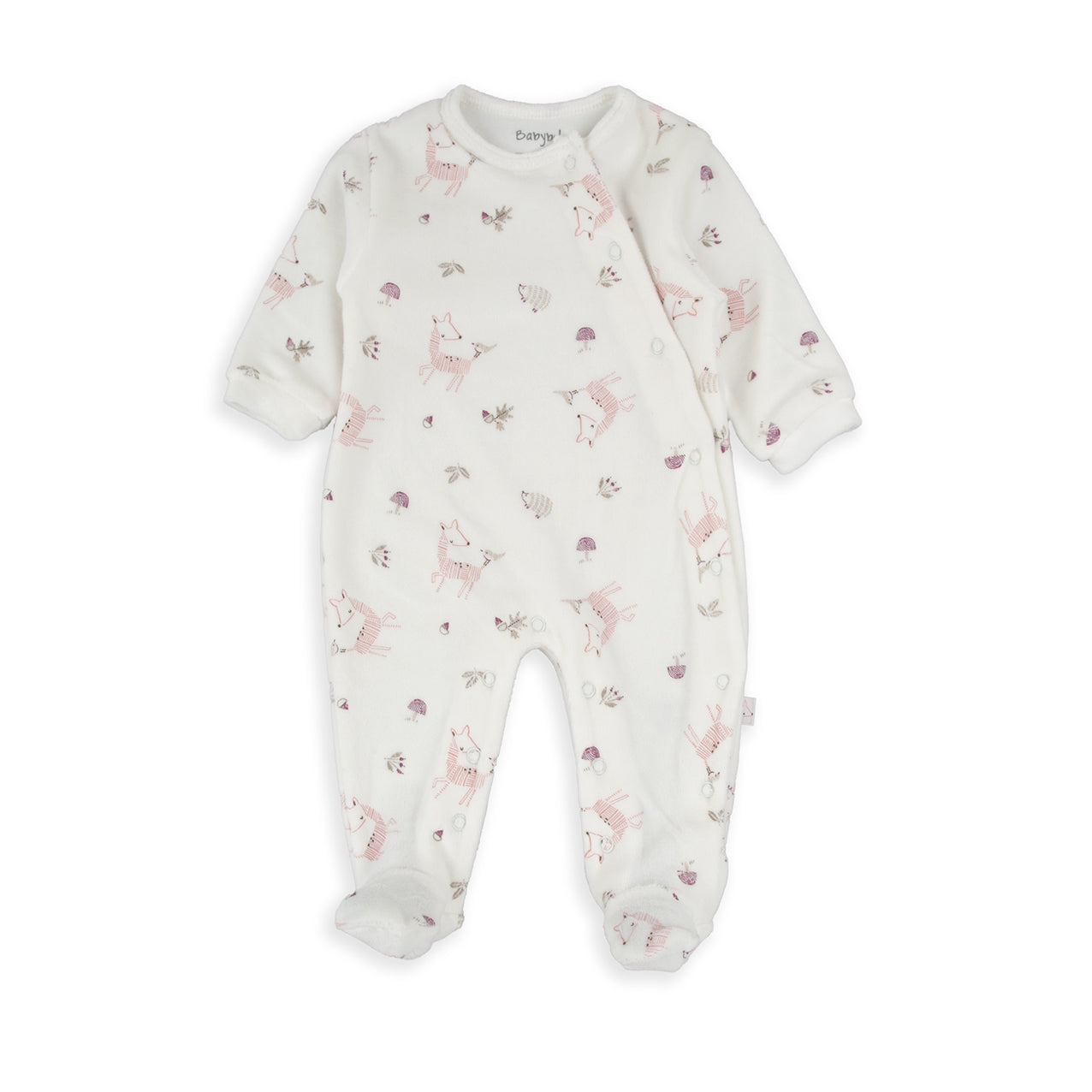 Babygrow de Veludo Branco para Bebé com Raposinhas | Suave, Quentinho e Adorável