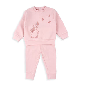 Conjunto Rosa Menina – Coelhinho e Borboletas em Algodão Suave