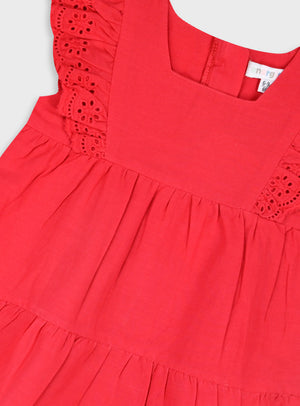 Vestido Bordado Inglês Bebé Menina | 100% Algodão 6-24 Meses