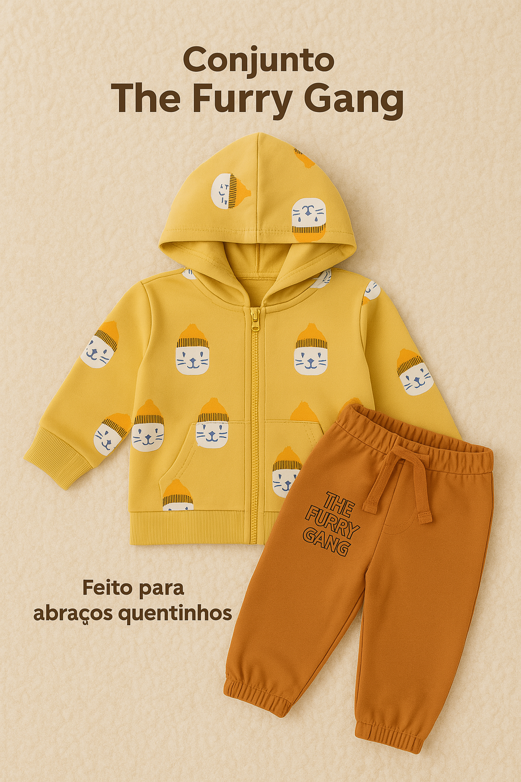 Conjunto “The Furry Gang” – 2 peças Outono/Inverno (6-36 meses)