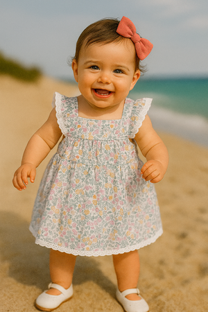 Vestido Bebé com Tapa-Fraldas – 100% Algodão