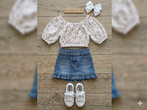 Top 100% Algodão Florzinhas Rosa | Menina 12 meses-6 Anos