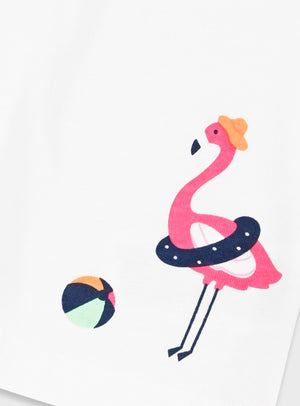 T-shirt de Praia Pelicano | Bebé Menina 6-24 Meses | 100% Algodão UV