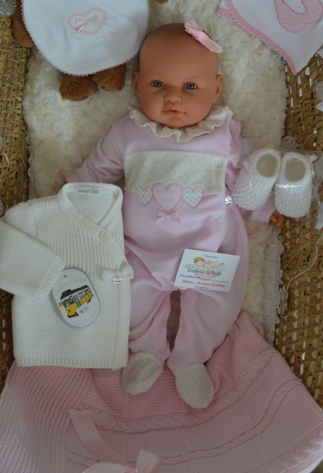 Babygrow de veludo corações